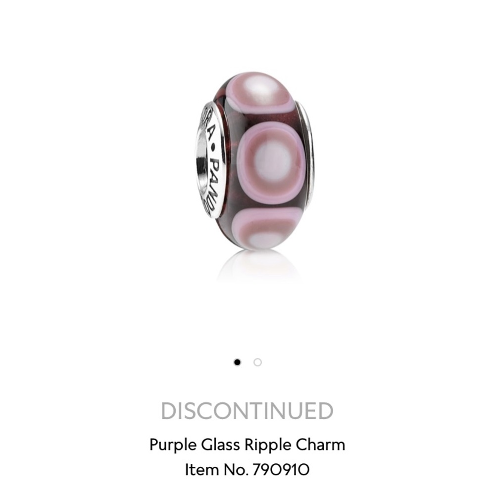 Authentic Pandora Purple Glass Ripple Charm - Picture 6 of 6